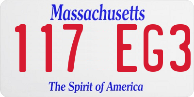 MA license plate 117EG3
