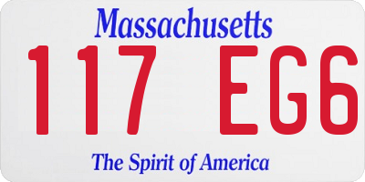MA license plate 117EG6