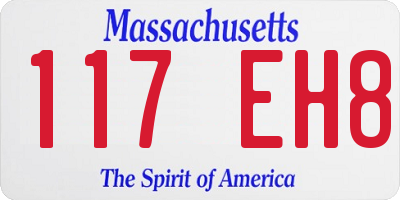MA license plate 117EH8