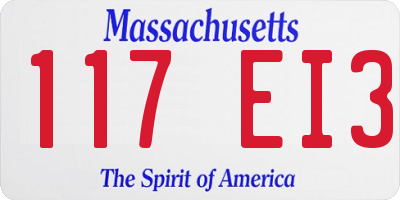 MA license plate 117EI3