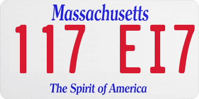 MA license plate 117EI7