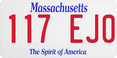MA license plate 117EJ0