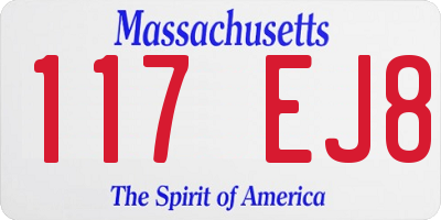 MA license plate 117EJ8