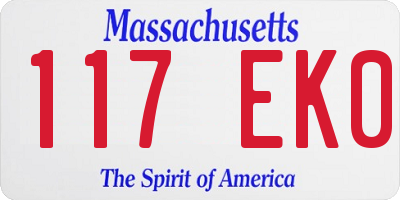 MA license plate 117EK0