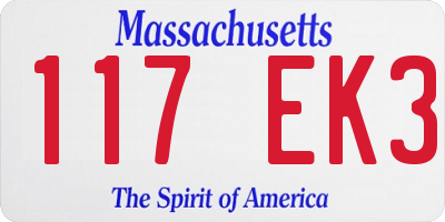 MA license plate 117EK3