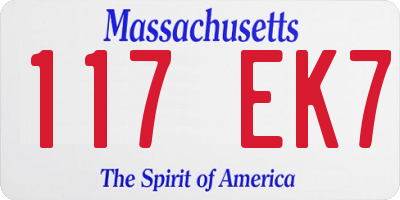 MA license plate 117EK7