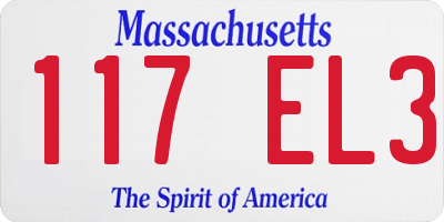 MA license plate 117EL3