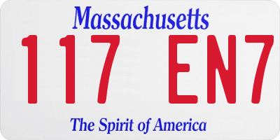 MA license plate 117EN7