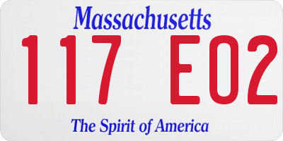 MA license plate 117EO2