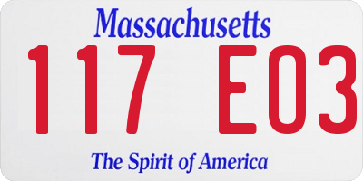 MA license plate 117EO3