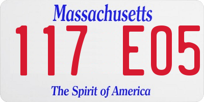 MA license plate 117EO5