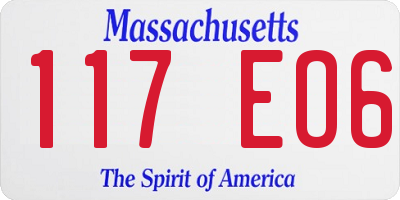 MA license plate 117EO6