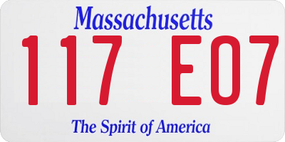 MA license plate 117EO7