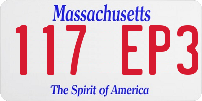 MA license plate 117EP3