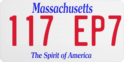 MA license plate 117EP7