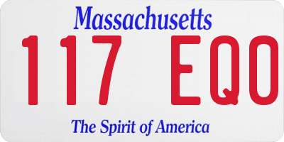 MA license plate 117EQ0
