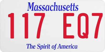 MA license plate 117EQ7