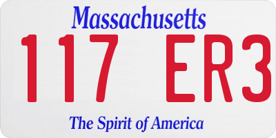 MA license plate 117ER3
