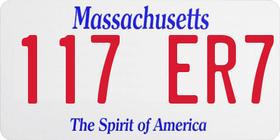 MA license plate 117ER7