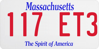 MA license plate 117ET3