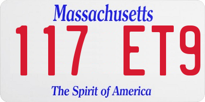MA license plate 117ET9