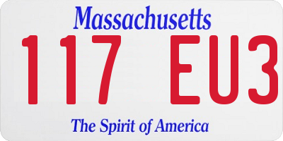 MA license plate 117EU3