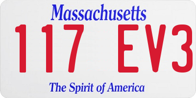MA license plate 117EV3