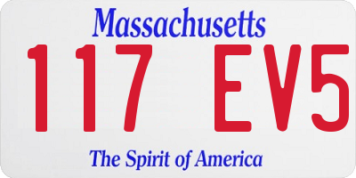 MA license plate 117EV5