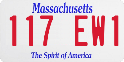 MA license plate 117EW1