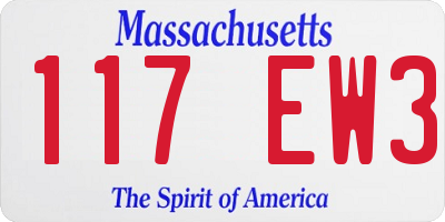 MA license plate 117EW3