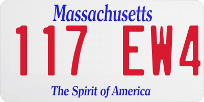 MA license plate 117EW4
