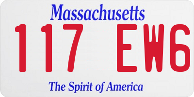 MA license plate 117EW6