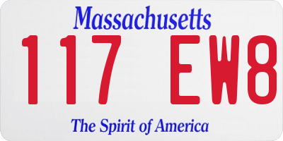 MA license plate 117EW8