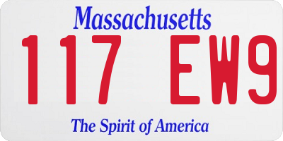 MA license plate 117EW9