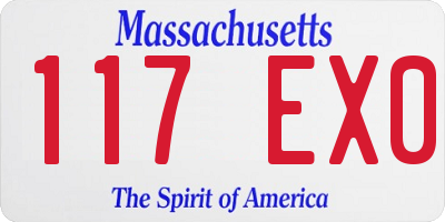 MA license plate 117EX0