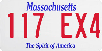 MA license plate 117EX4