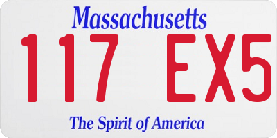 MA license plate 117EX5