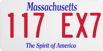 MA license plate 117EX7