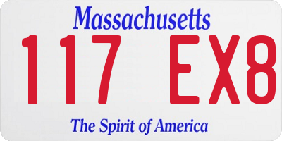 MA license plate 117EX8