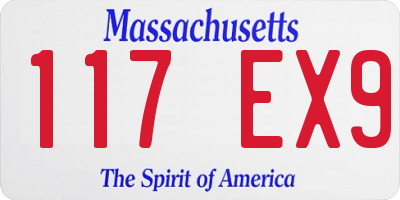 MA license plate 117EX9