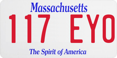 MA license plate 117EY0