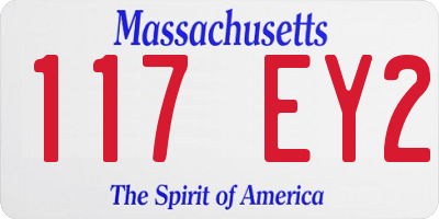 MA license plate 117EY2