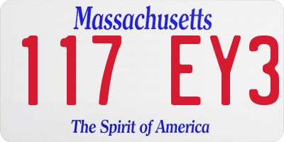 MA license plate 117EY3