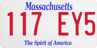 MA license plate 117EY5