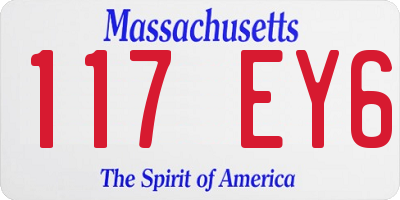 MA license plate 117EY6