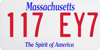 MA license plate 117EY7