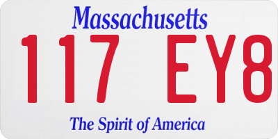 MA license plate 117EY8