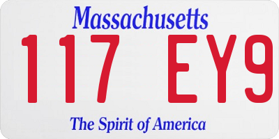 MA license plate 117EY9