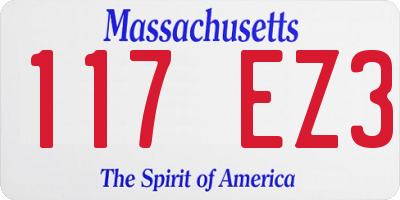 MA license plate 117EZ3