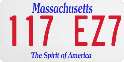 MA license plate 117EZ7